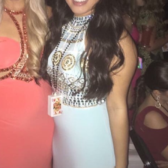 Blue Embroidered Ball Dress - Picture 2 of 8